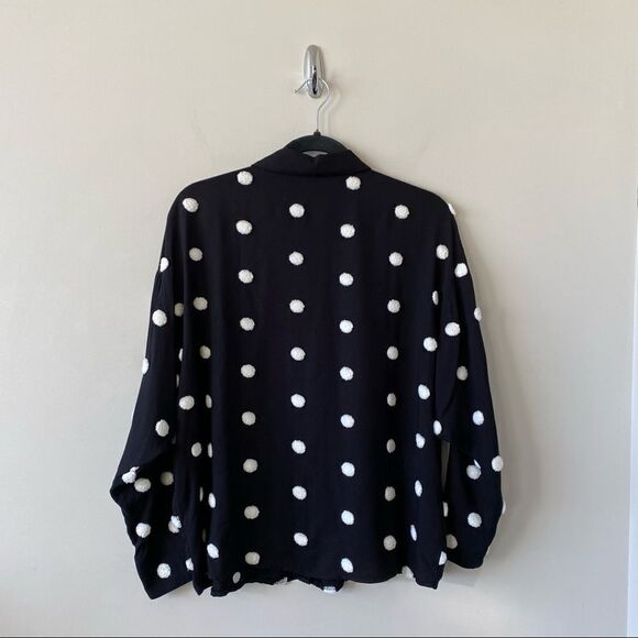 Zara-fuzzy Embroidered Puff Ball Long Sleeve Lightweight Button Down (Medium) - Picture 2 of 10